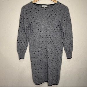 Bartolini Sweater Dress Gray Wool Cashmere Polka Dot Tunic Women’s Size Small